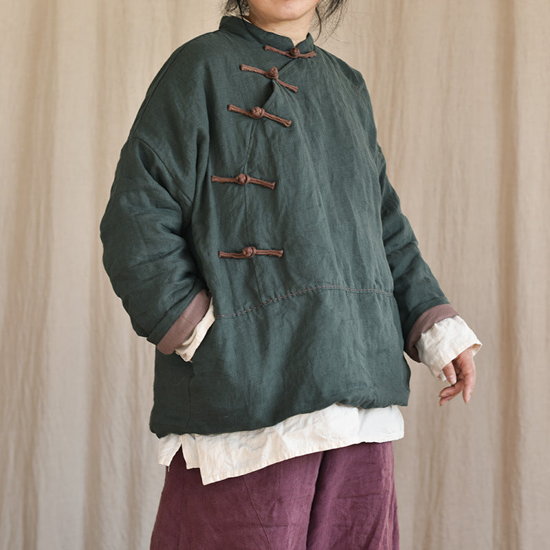 Vintage Quilted Warm Patchwork Linen Cotton Jacket