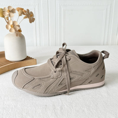 Women Casual Leather Soft Sole Lace-Up Sports Sneakers