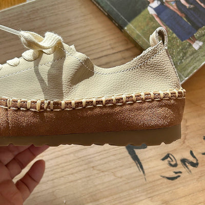 Babakud Women Spring Vintage Handmade Leather Lace-Up Shoes