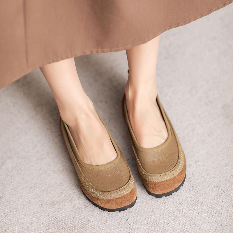 Casual Comfy Retro Soft Leather Suede Slip-On Shoes for Women