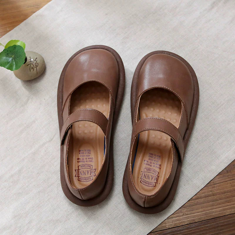 Babakud Women Casual Retro Wide Round Toe Velcro Sandals