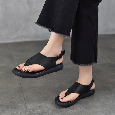 Genuine Leather Retro Casual Flip-Flop Soft Sole Shoes