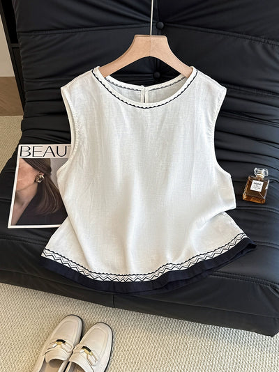 Babakud Versatile Linen Embroidered Sleeveless Tops