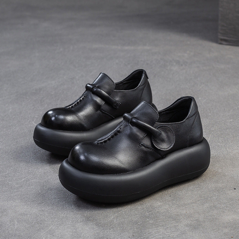 Women Spring Retro Leather Comfortable Platform Casual Shoes