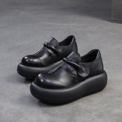Women Spring Retro Leather Comfortable Platform Casual Shoes