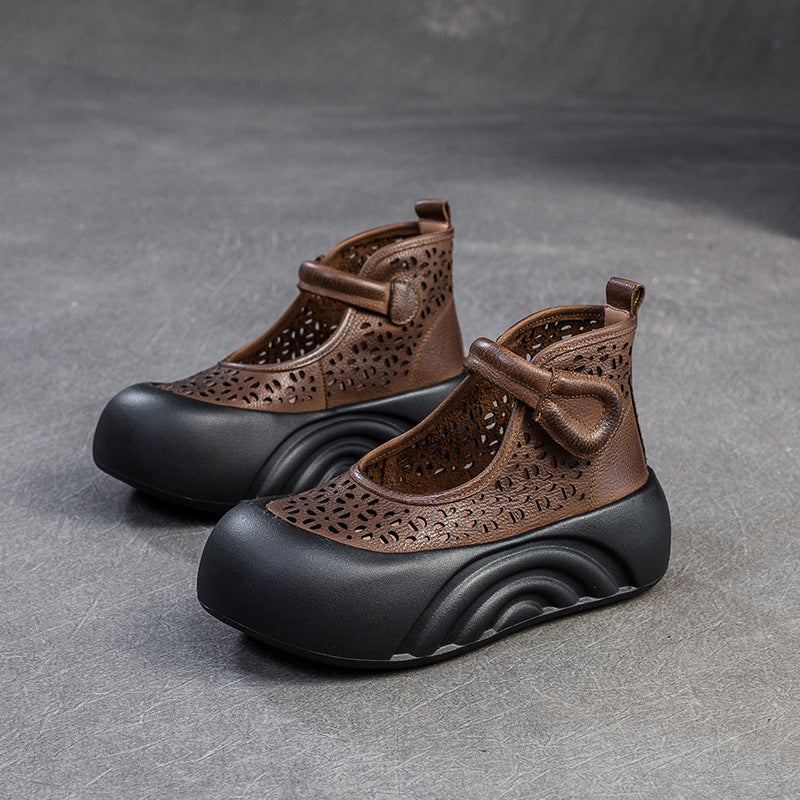 Women Spring Platform High-Top Sandals Hollow-Out Breathable Boots