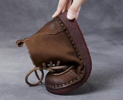 Women Retro Soft Soled Lace Up Ankle Boots
