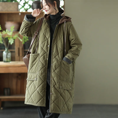 Babakud Winter Cotton Warm Plaid Thick Hoodie Overcoat