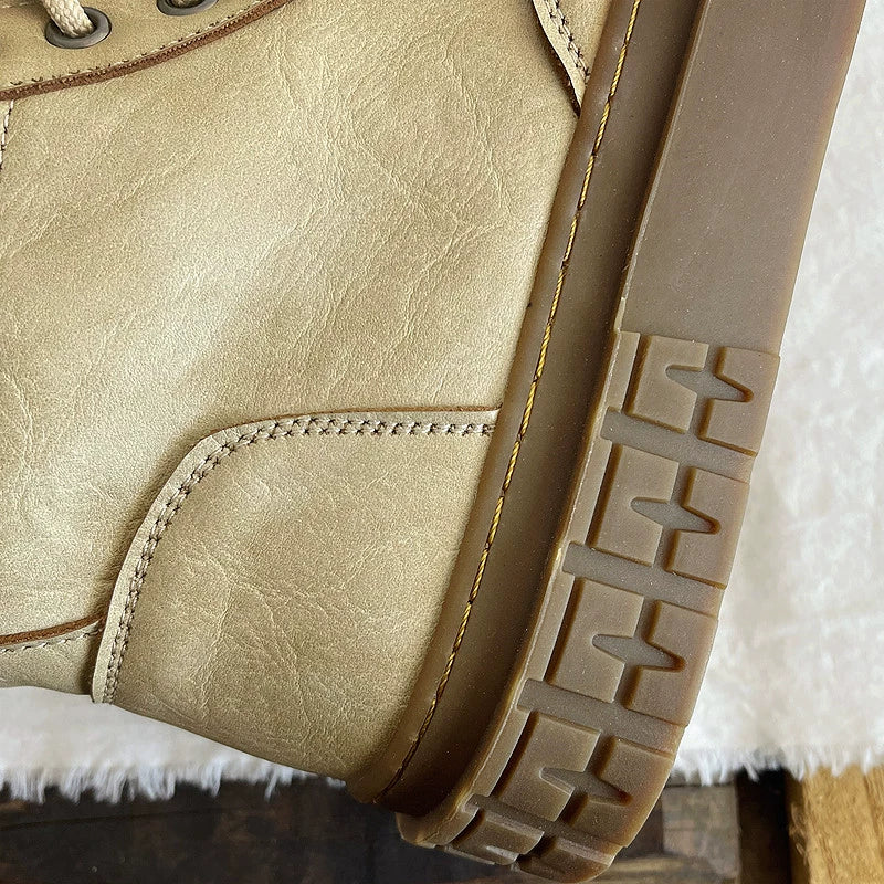 Babakud Women Vintage PU Casual Autumn Ankle Boots