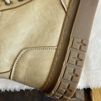 Babakud Women Vintage PU Casual Autumn Ankle Boots