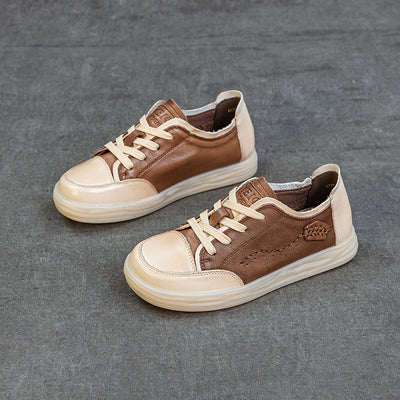 Genuine Leather Comfortable Embroidered Patchwork Flat Shoes