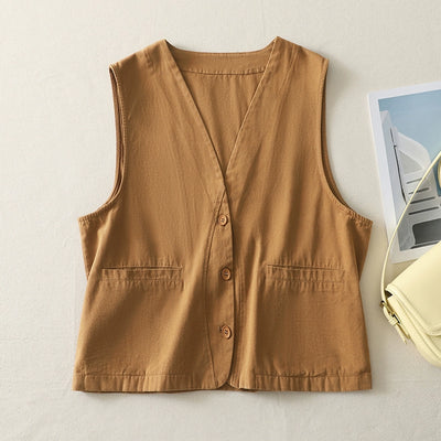 Autumn Casual Cotton Fashionable V-Neck Sleeveless Vest