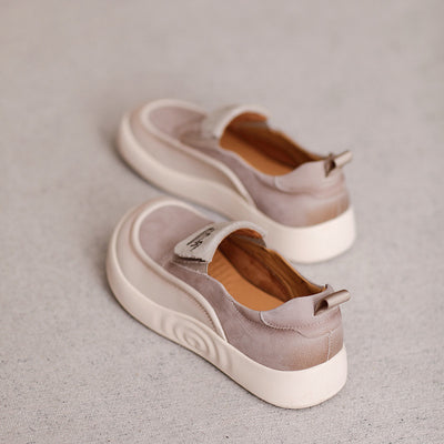 Women Casual Stylish Square Toe Suede Leather Shoes Slip-Ons