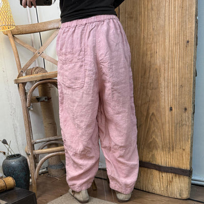 Loose Spring Casual Retro Distressed Linen Harem Pants for Women