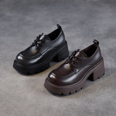 Women Autumn Leather Soft Sole Platform Casual Loafer Shoes