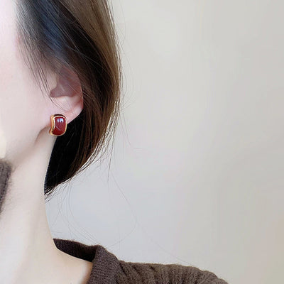 Babakud Retro Red Stylish Stud Earrings