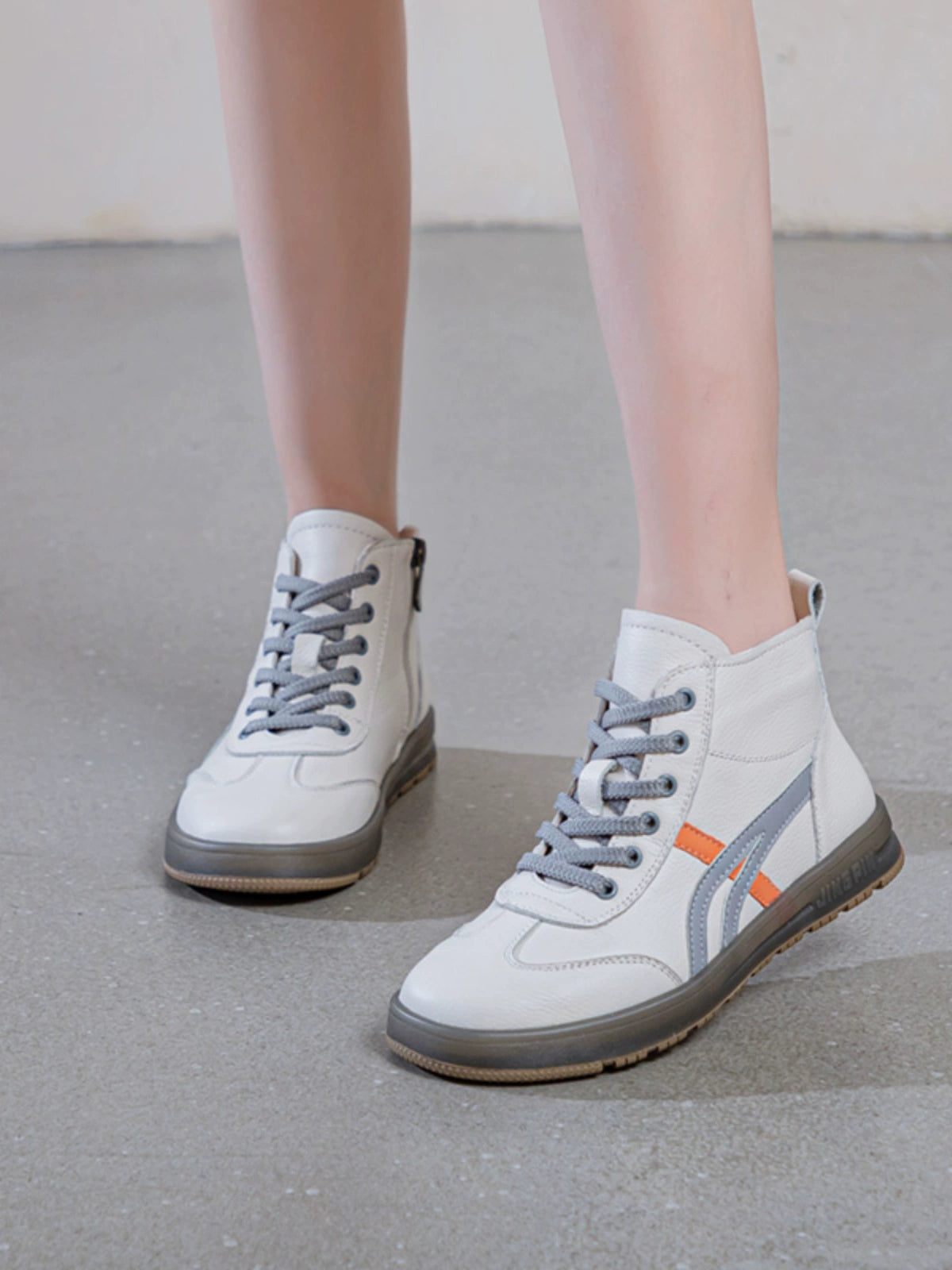 Women Casual Leather Patchwork Sports Lace-Up Boots