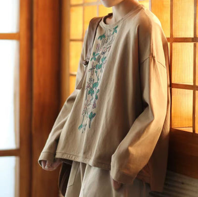 Ladies Printed Casual Loose Round Neck Cotton Sweatshirt