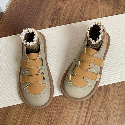 Women Retro Soft Soled Contrast Color Flat Casual Shoes
