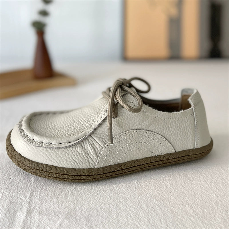 Babakud Women Spring Vintage Art Style Soft Leather Casual Flats Loafers