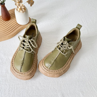 Women Retro Leather Patchwork Platform Casual Boots