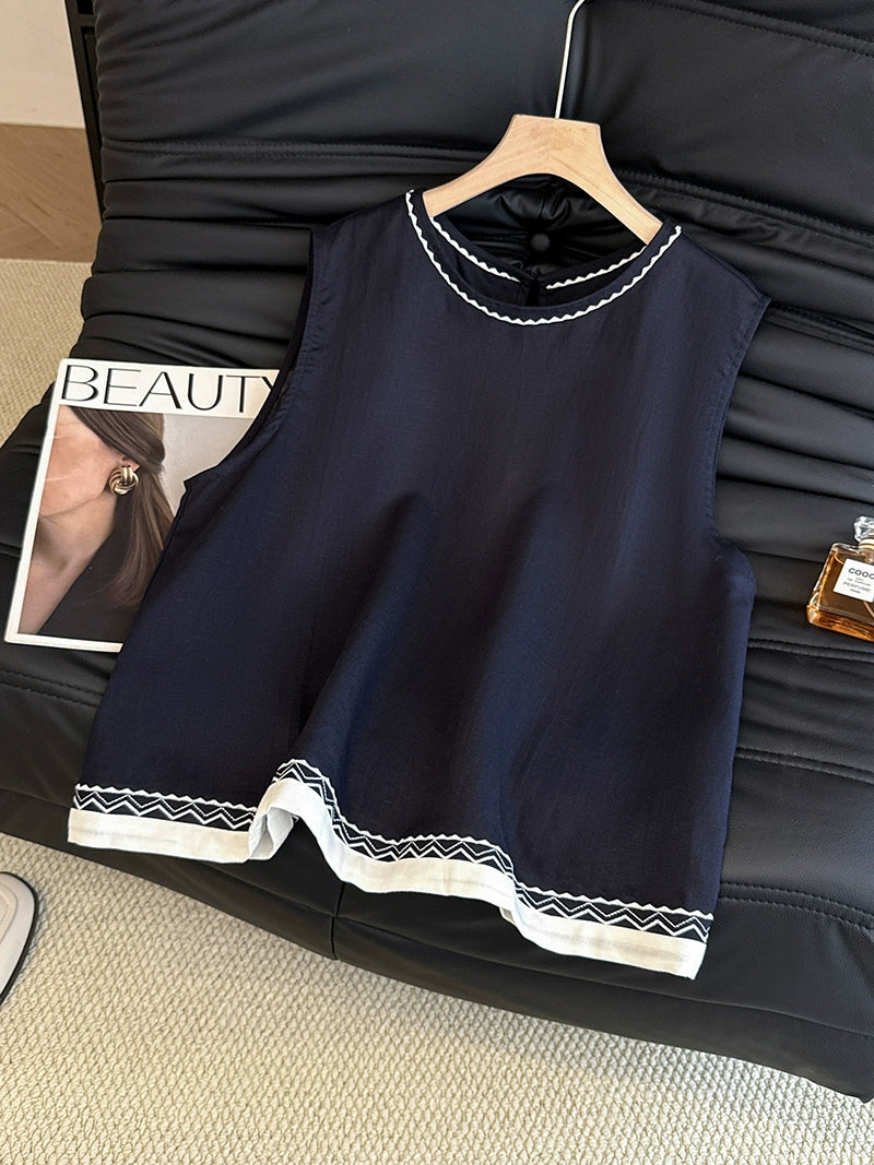 Babakud Versatile Linen Embroidered Sleeveless Tops