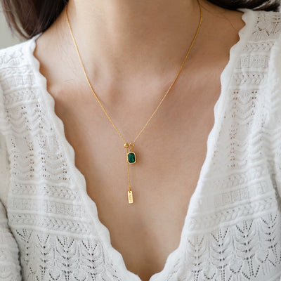 Babakud Women Elegant Green Crystal Gold Necklace