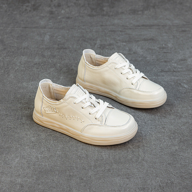 Genuine Leather Comfortable Embroidered Patchwork Flat Shoes