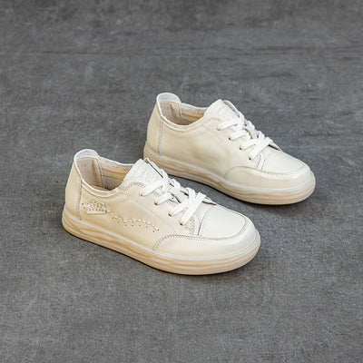 Genuine Leather Comfortable Embroidered Patchwork Flat Shoes