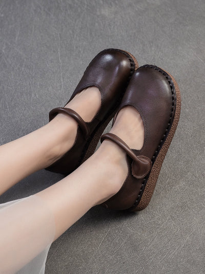 Vintage Top Genuine Leather Shallow Soft Flat Sole Sandals