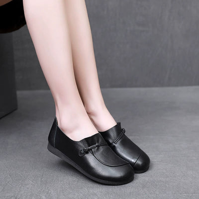 Women Vintage Comfortable Cowhide Soft Sole Daily Wear Flats