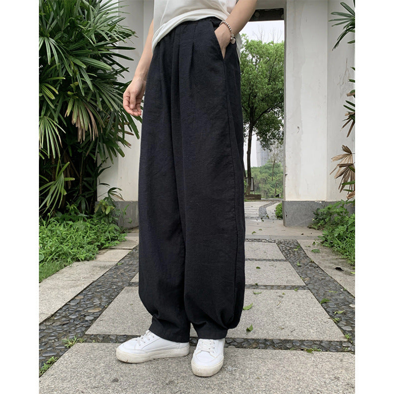 Summer Casual Cotton Loose Elastic Waist Harem Pants