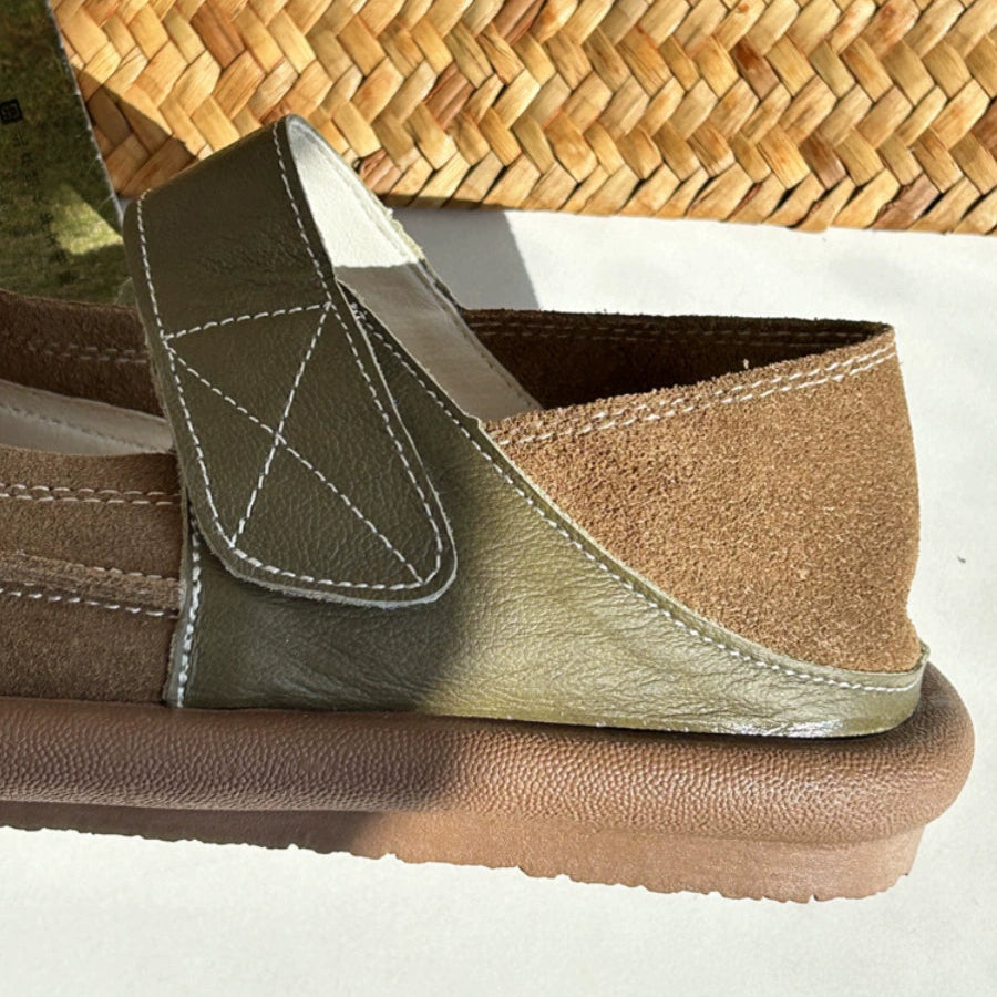 Babakud Women Summer Vintage Suede Hollow-Out Flat Sandals