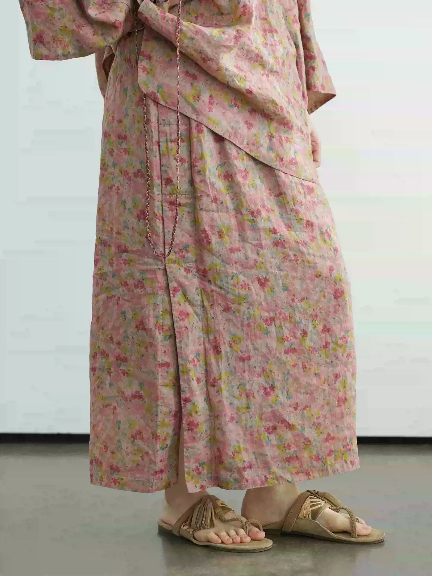 Babakud Women Retro Nation Ramie Stand Collar Floral Suit