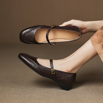 Babakud Vintage Sheepskin Leather Shallow One Straped Shoes