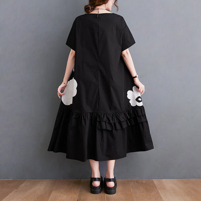 Women Spring Vintage Cotton Printed Flower A-Line Dress