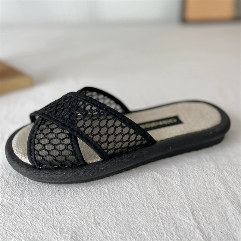Babakud Women Summer Cross-Strap Linen Half-Flat Slippers