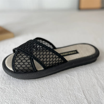 Babakud Women Summer Cross-Strap Linen Half-Flat Slippers