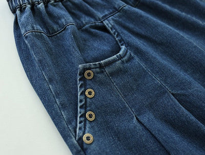 Loose Stylish Casual Buttons Wide Leg Jeans for Women