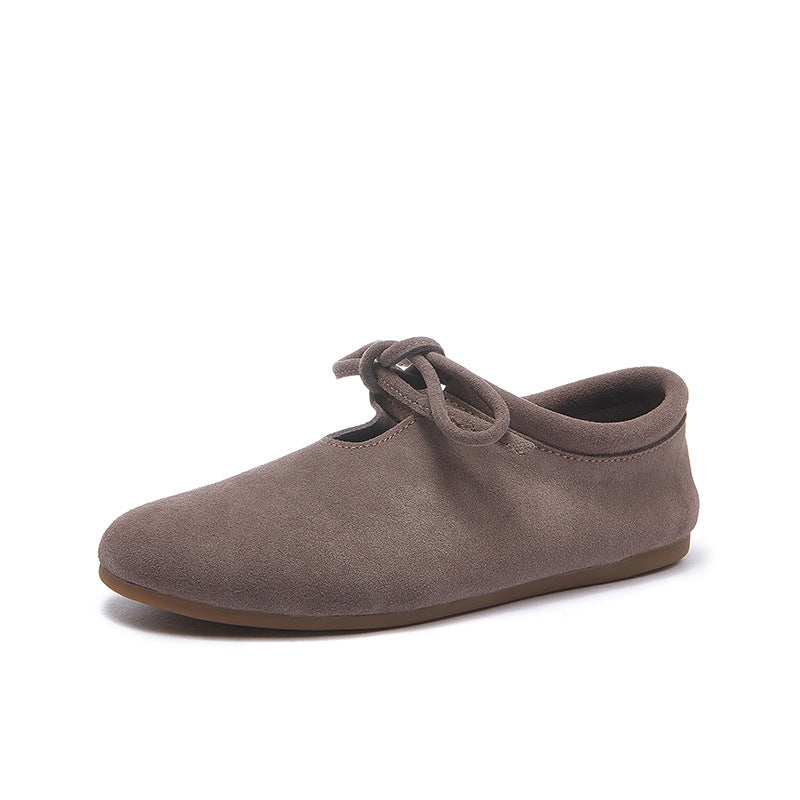 Babakud Women Genuine Leather Plus Size Lace Up Slip-Ons