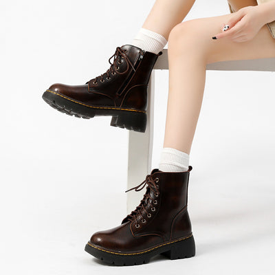 Ladies Vintage Fashion Lace-Up Thick Soled Martin Boots