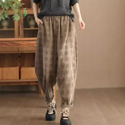 Women Vintage Loose Washed Corduroy Harem Pants