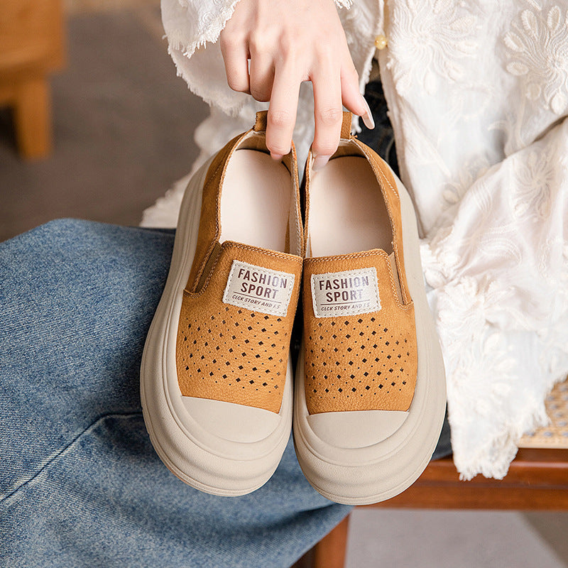Women Casual Breathable Platform Colorblock Slip-On Shoes
