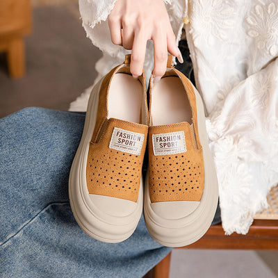 Women Casual Breathable Platform Colorblock Slip-On Shoes