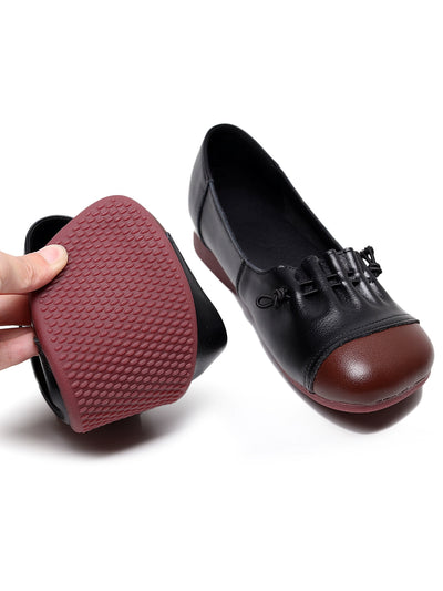 Babakud Women Spring Ethnic Style Handmade Genuine Leather Flat Shoes