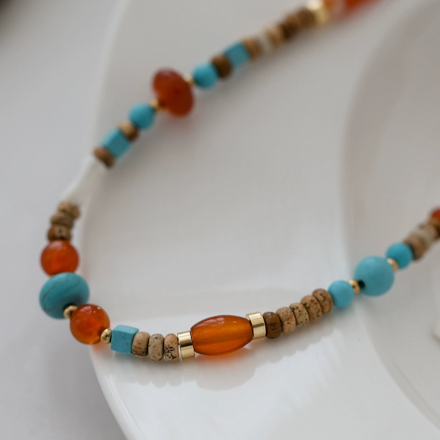 Babakud Women Retro Natural Stone Agate Necklace