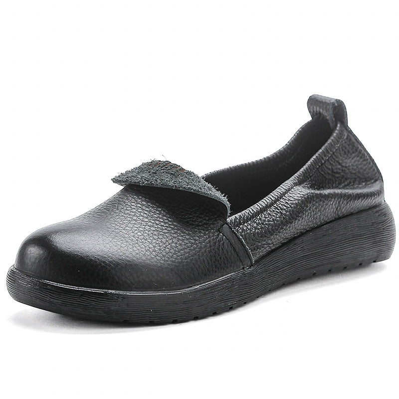 Babakud Retro Leather Casual Soft Flat Sole Slip-Ons Flats Shoes