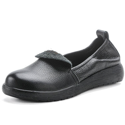 Babakud Retro Leather Casual Soft Flat Sole Slip-Ons Flats Shoes