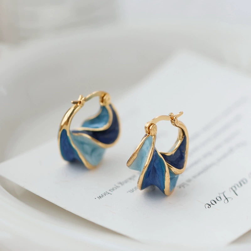 Babakud Women Retro Elegant Blue Earrings