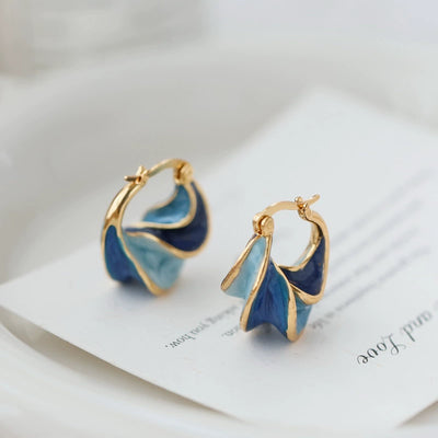 Babakud Women Retro Elegant Blue Earrings